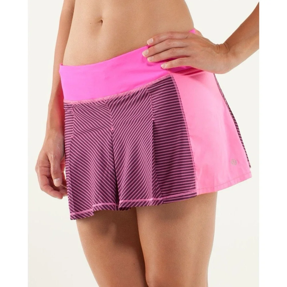 Lululemon Fast Cat Skirt Hyper Stripe Raspberry Glo Light Size 10‎